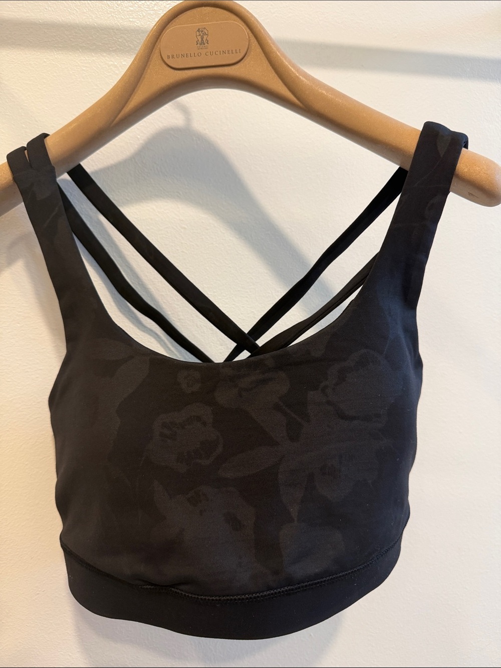lululemon athletica Black Floral Jacquard Crisscross Sports Bra